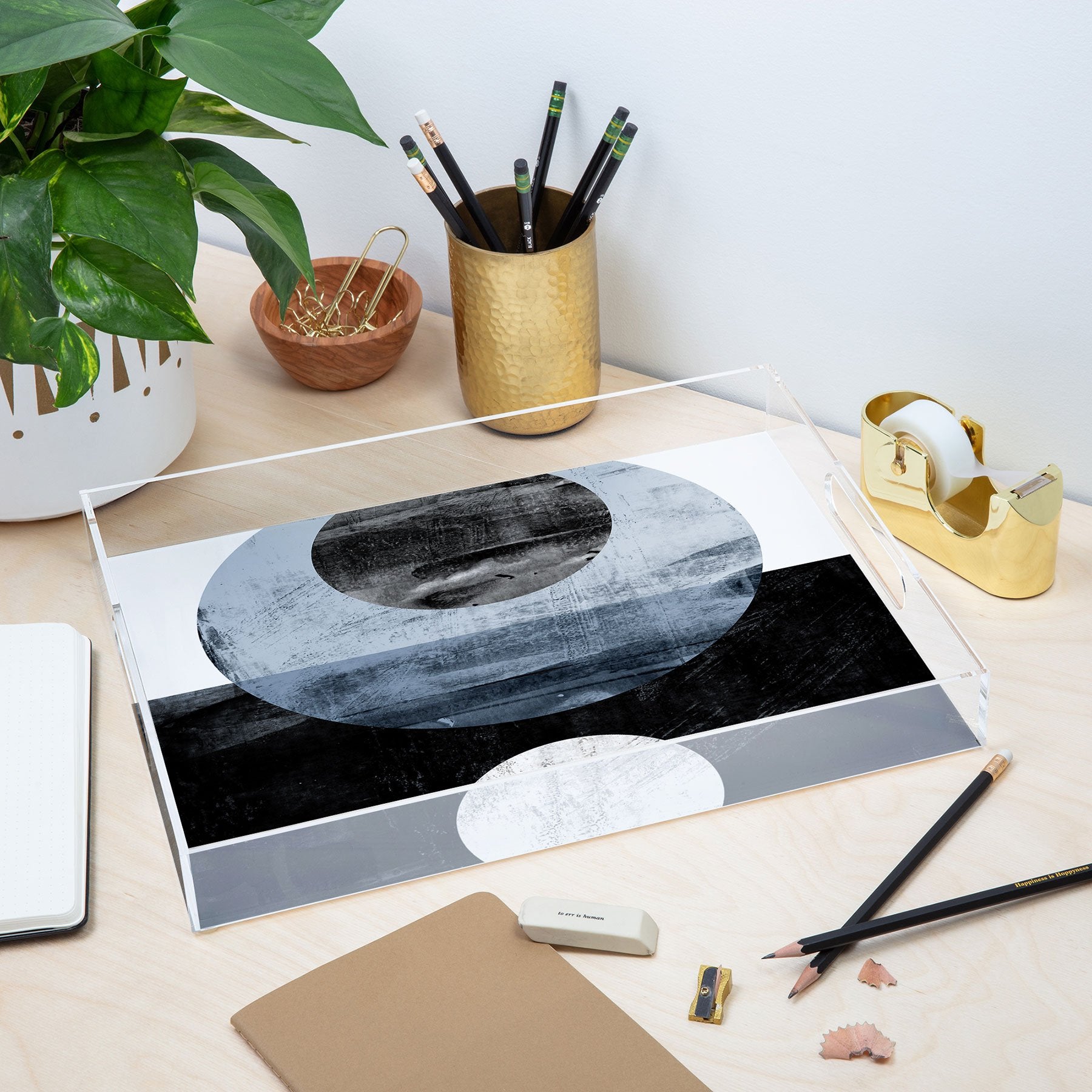 Galleryj9 Circles Black And White Geometric Mid Century Modern Abstract Acrylic Storage - Decor Addict, LLC