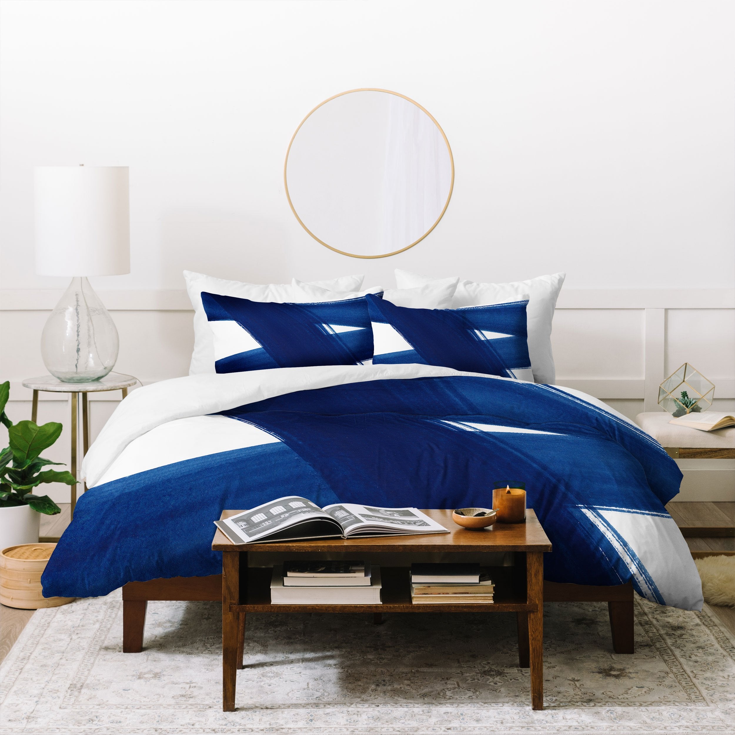 Kris Kivu Indigo Abstract Brush Strokes 4 Bedding Collection - Decor Addict, LLC