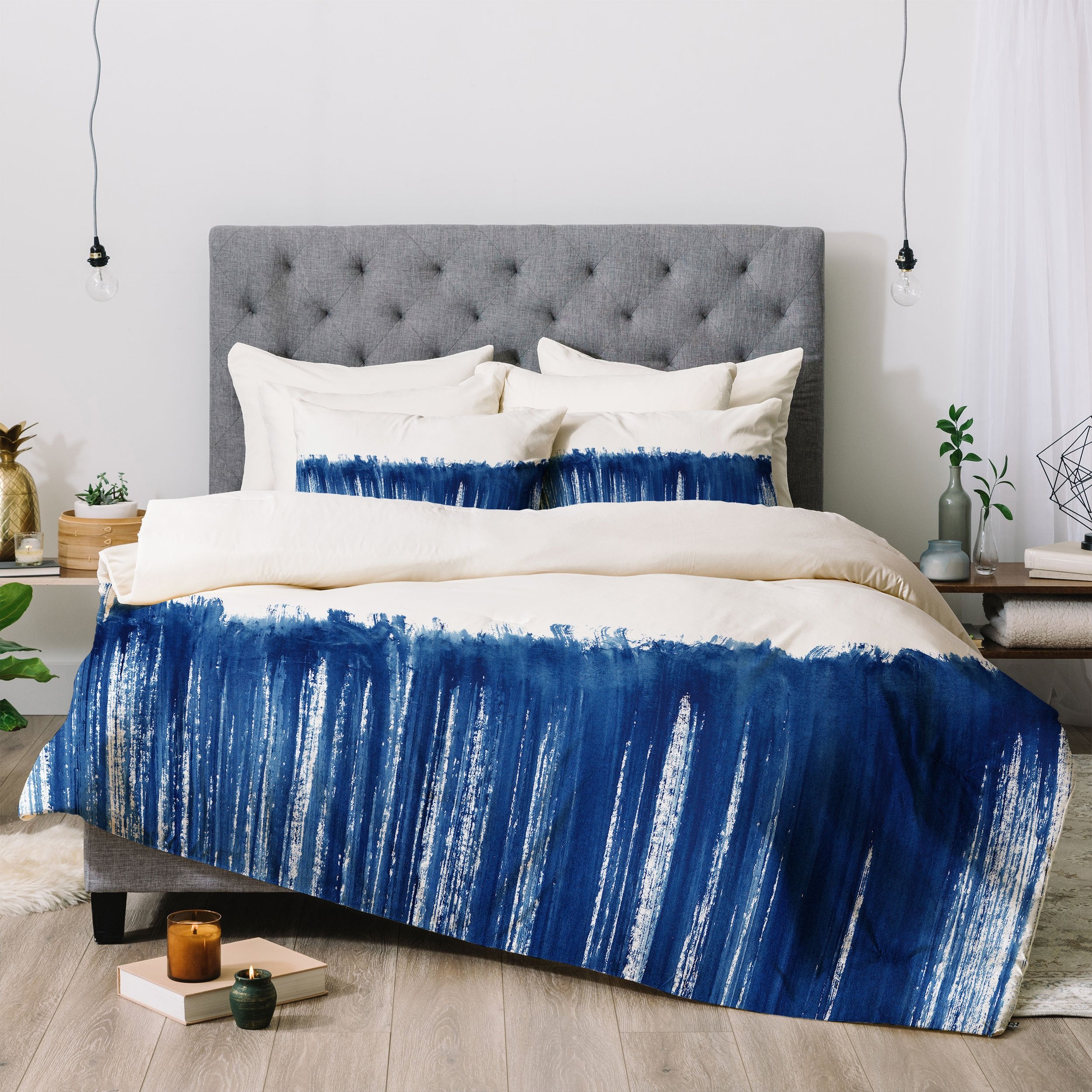 Kris Kivu Indigo Abstract Brush Strokes Bedding Collection - Decor Addict, LLC