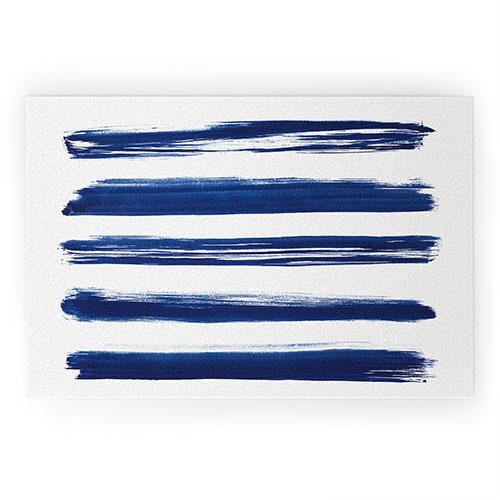 Kris Kivu Waves Indigo Brush Strokes II Welcome Mat Collection - Decor Addict, LLC