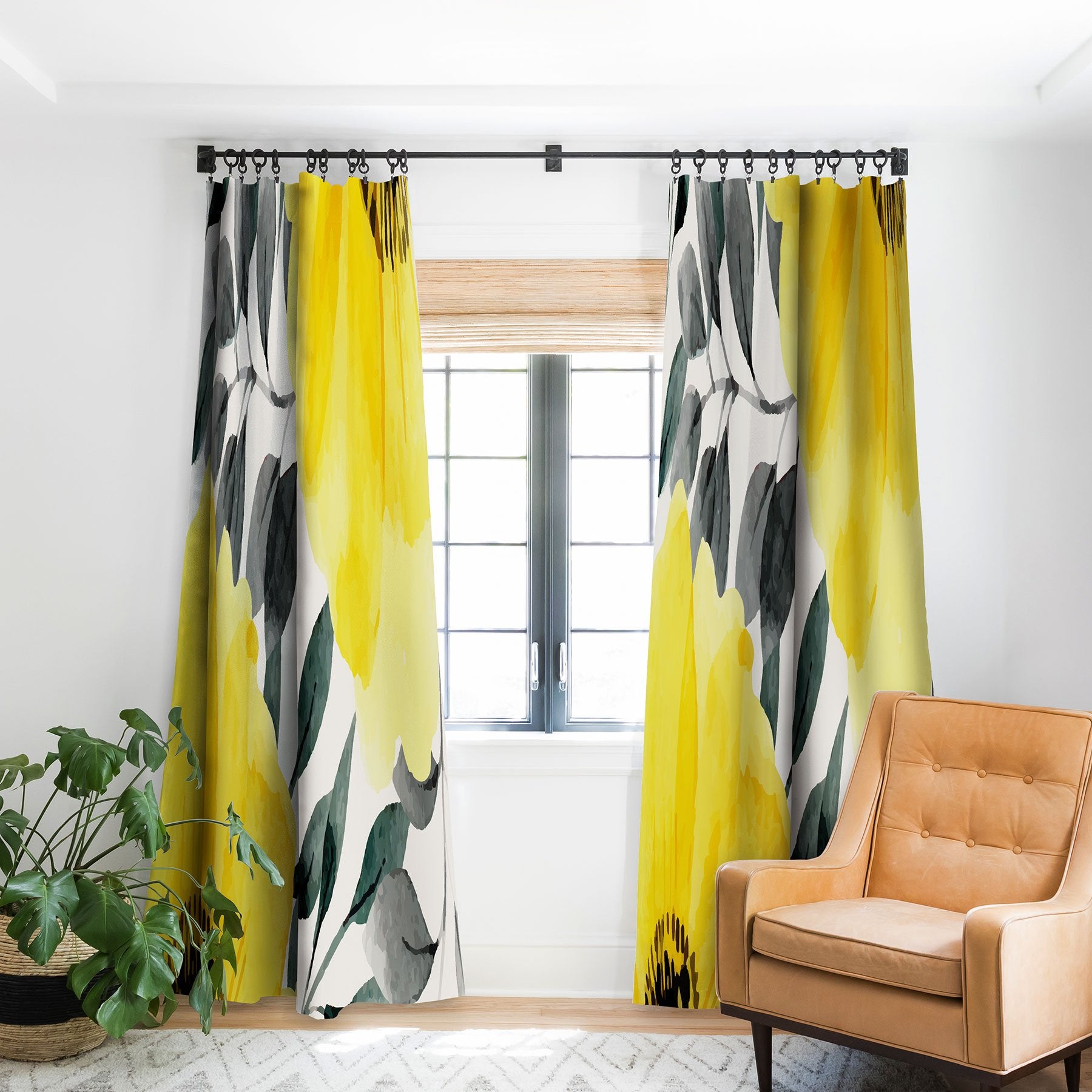 Marta Barragan Camarasa Big Yellow Watercolor Flowers Window Treatment - Decor Addict, LLC