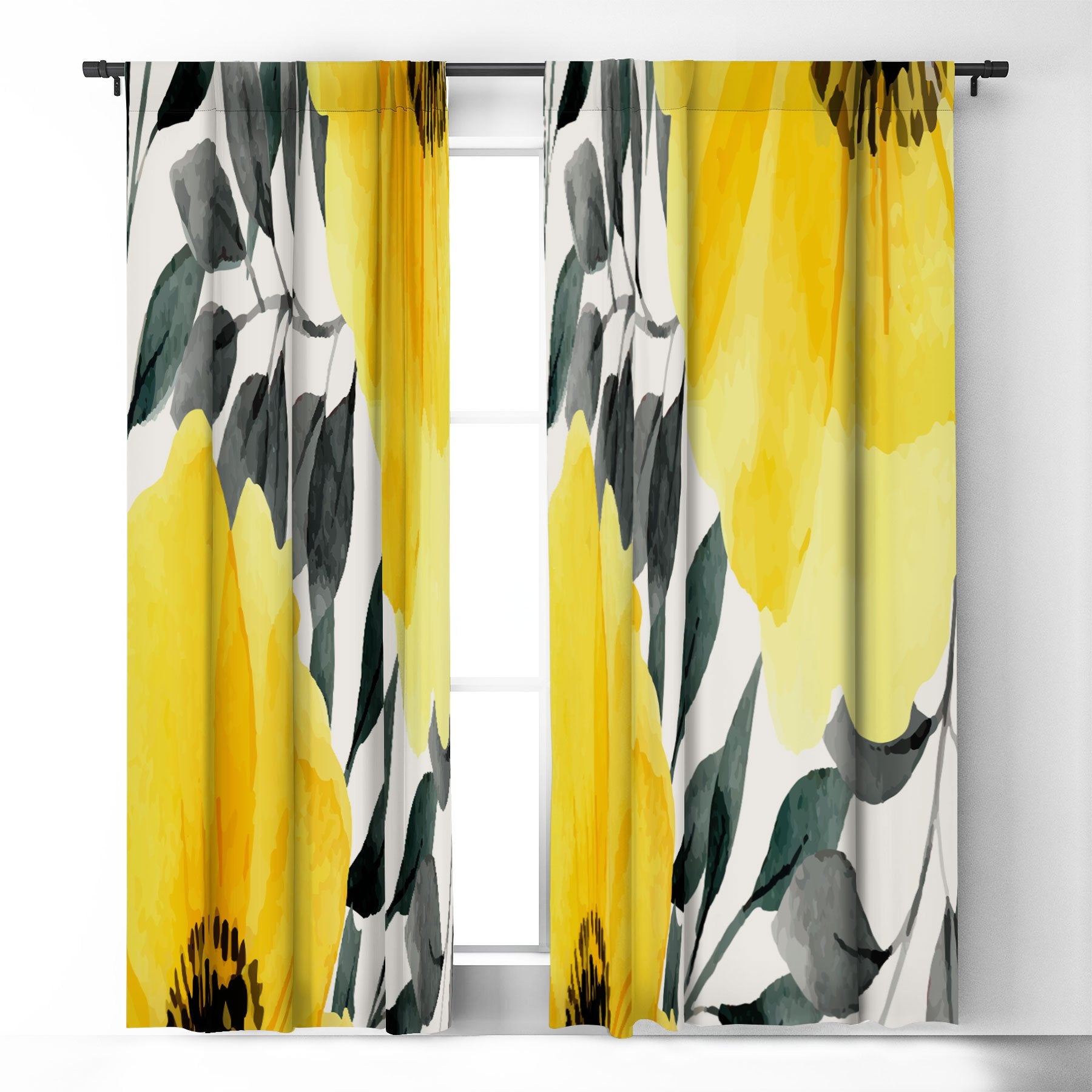 Marta Barragan Camarasa Big Yellow Watercolor Flowers Window Treatment - Decor Addict, LLC