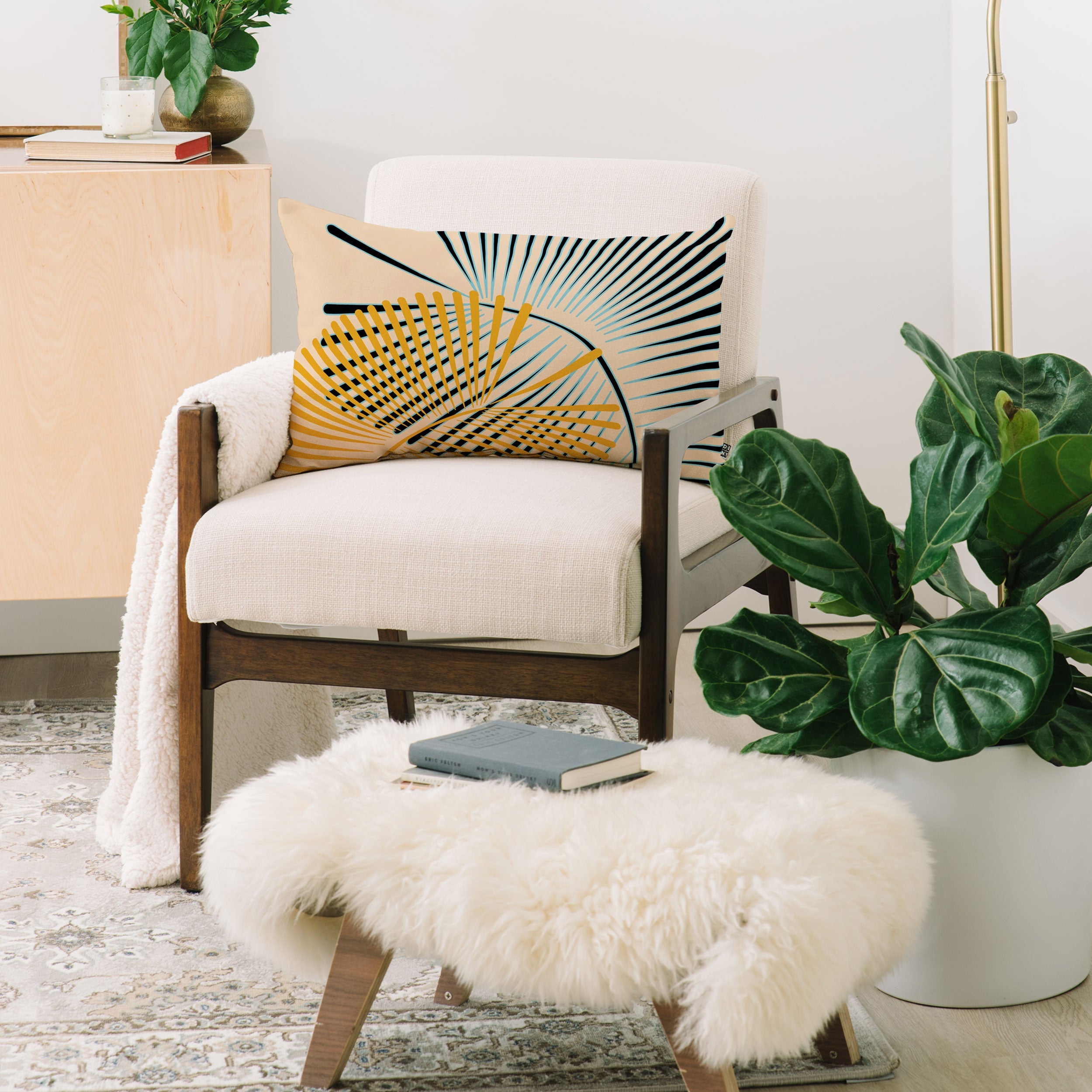 Mirimo Two Palm Leaves Yellow Throw Pillow Collection - Decor Addict, LLC