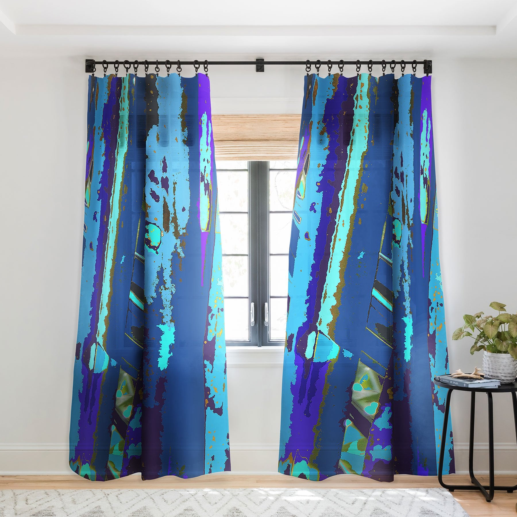 Rosie Brown Blue Palms 2 Window Treatment - Decor Addict, LLC