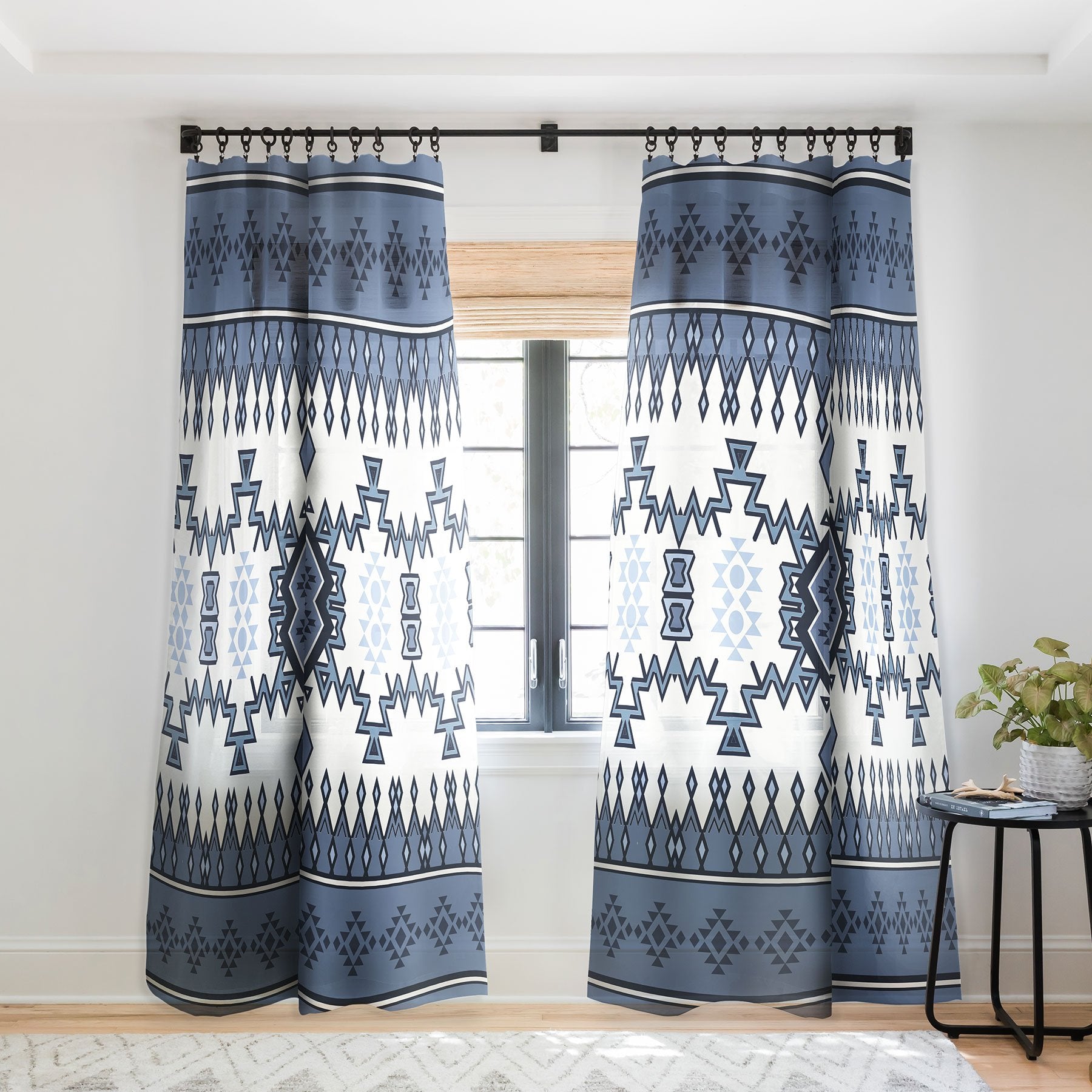 Sheila Wenzel Ganny Tribal Blue Diamond Window Treatment - Decor Addict, LLC