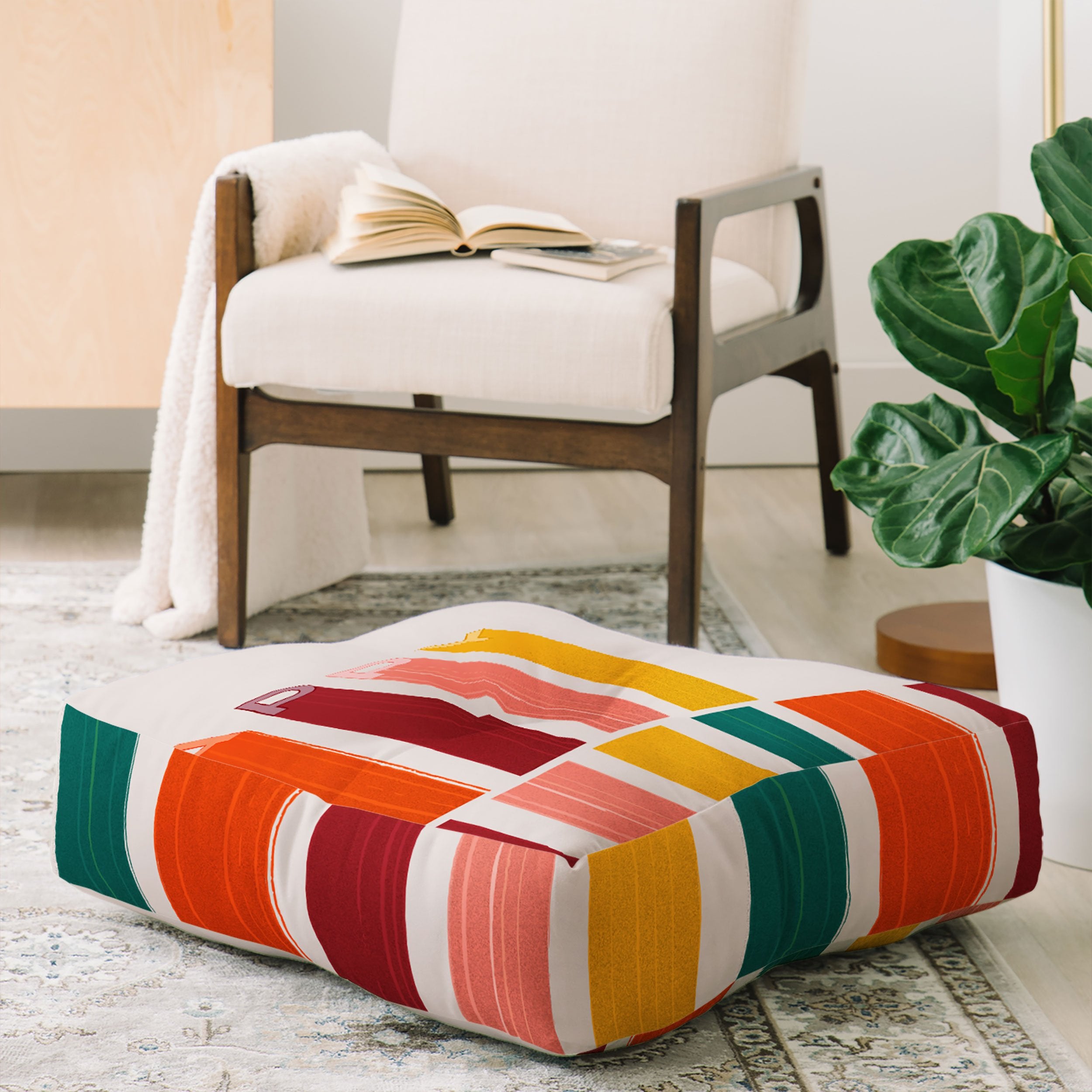 Showmemars Happy Letters In Retro Colors Floor Pillow Collection - Decor Addict, LLC