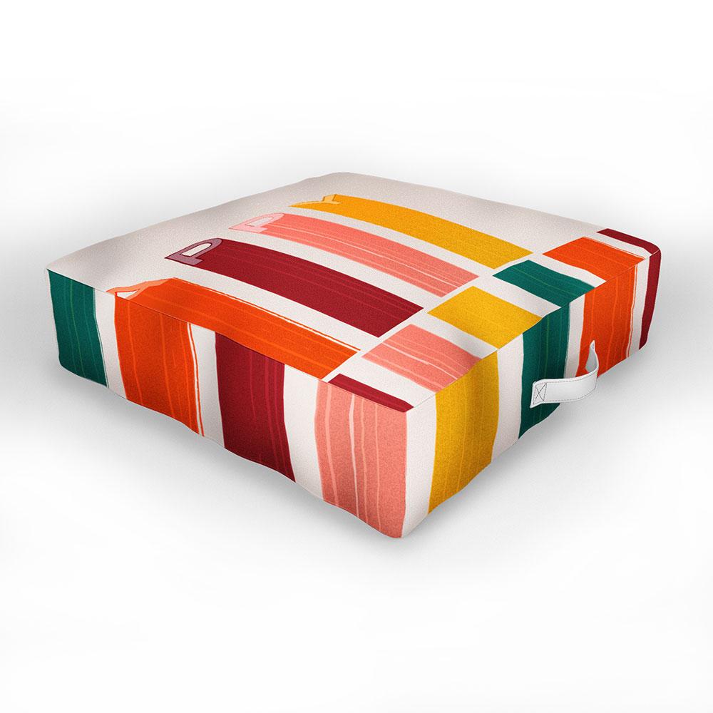 Showmemars Happy Letters In Retro Colors Floor Pillow Collection - Decor Addict, LLC