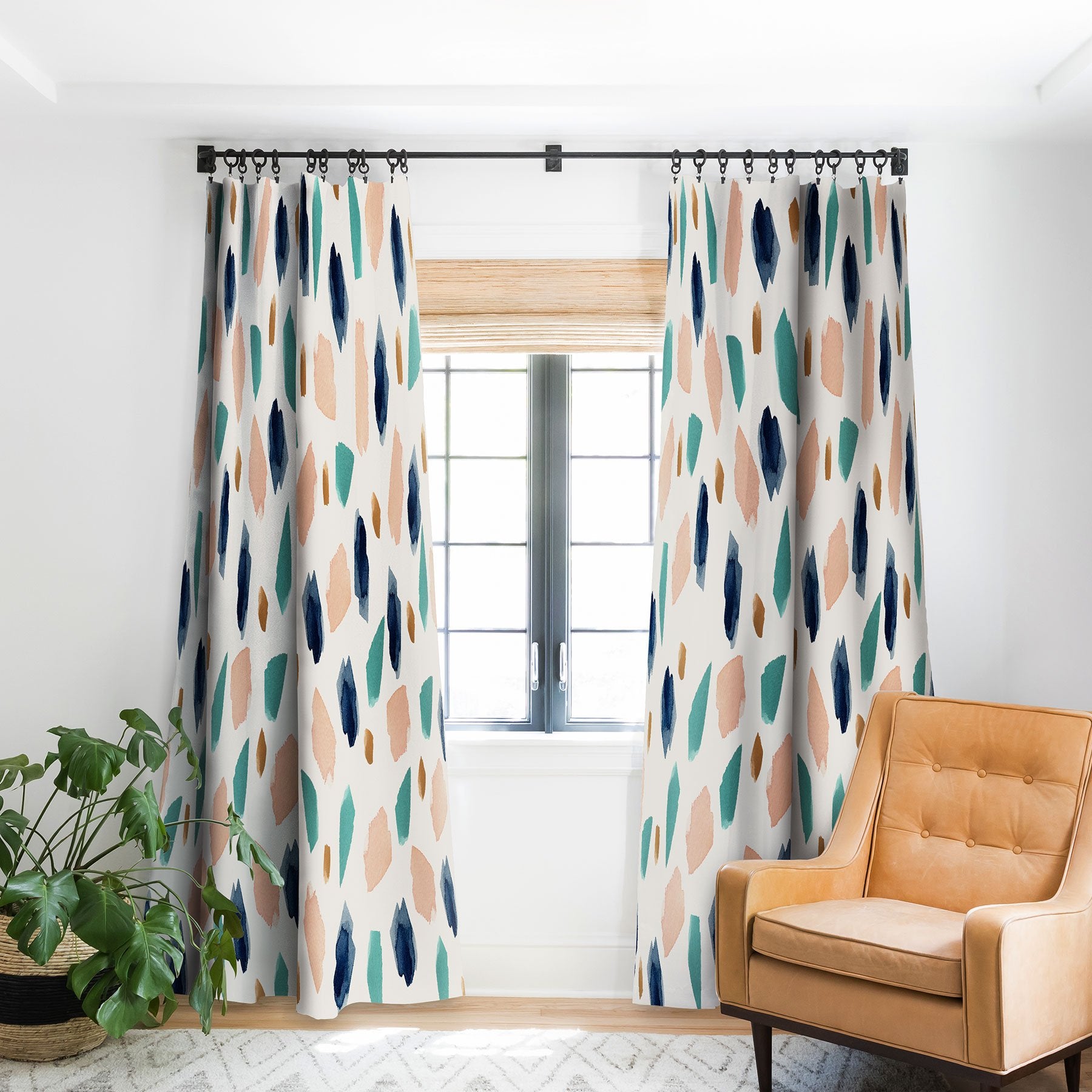 Summer Sun Home Art Turquoise Navy Pink Gold Window Treatment - Decor Addict, LLC