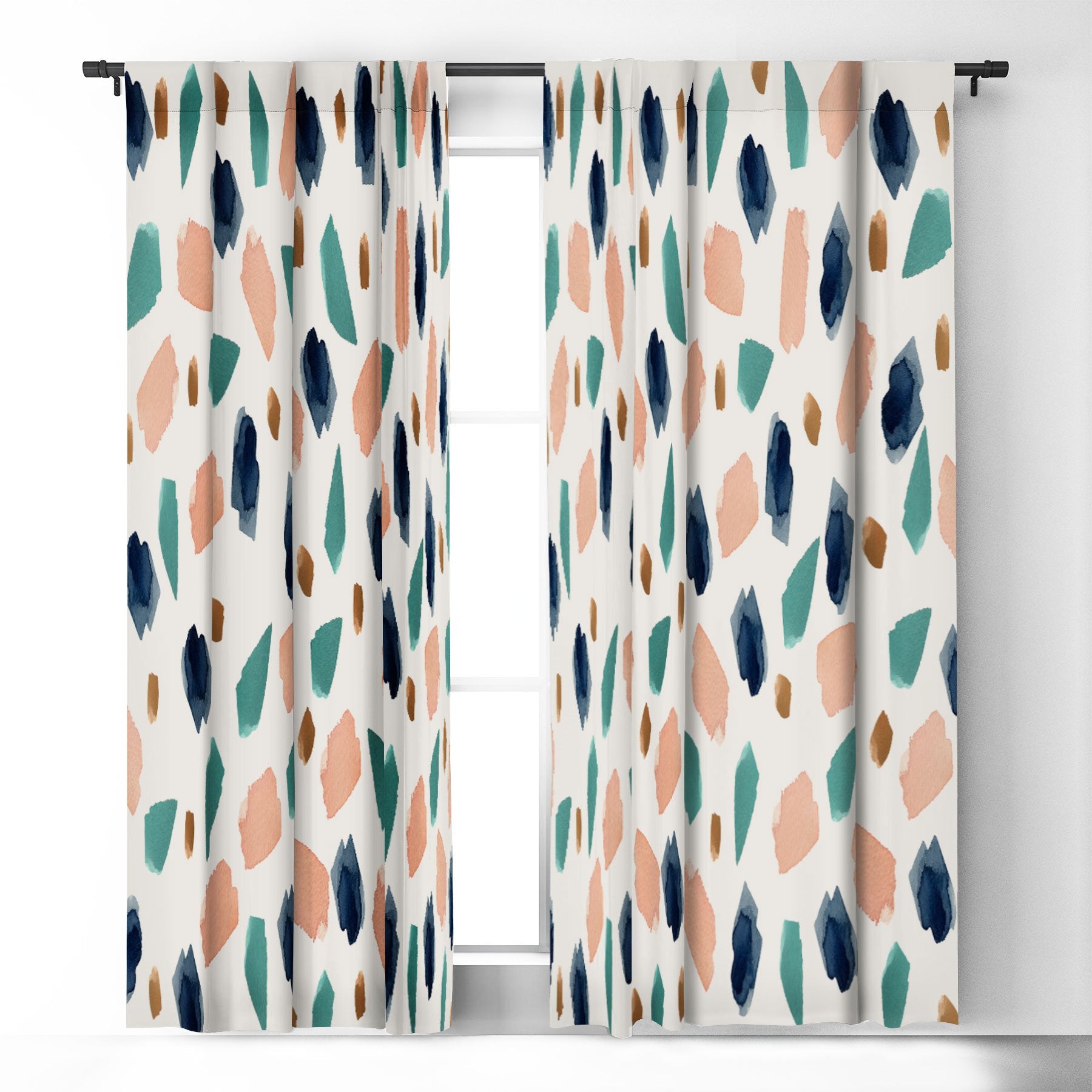 Summer Sun Home Art Turquoise Navy Pink Gold Window Treatment - Decor Addict, LLC