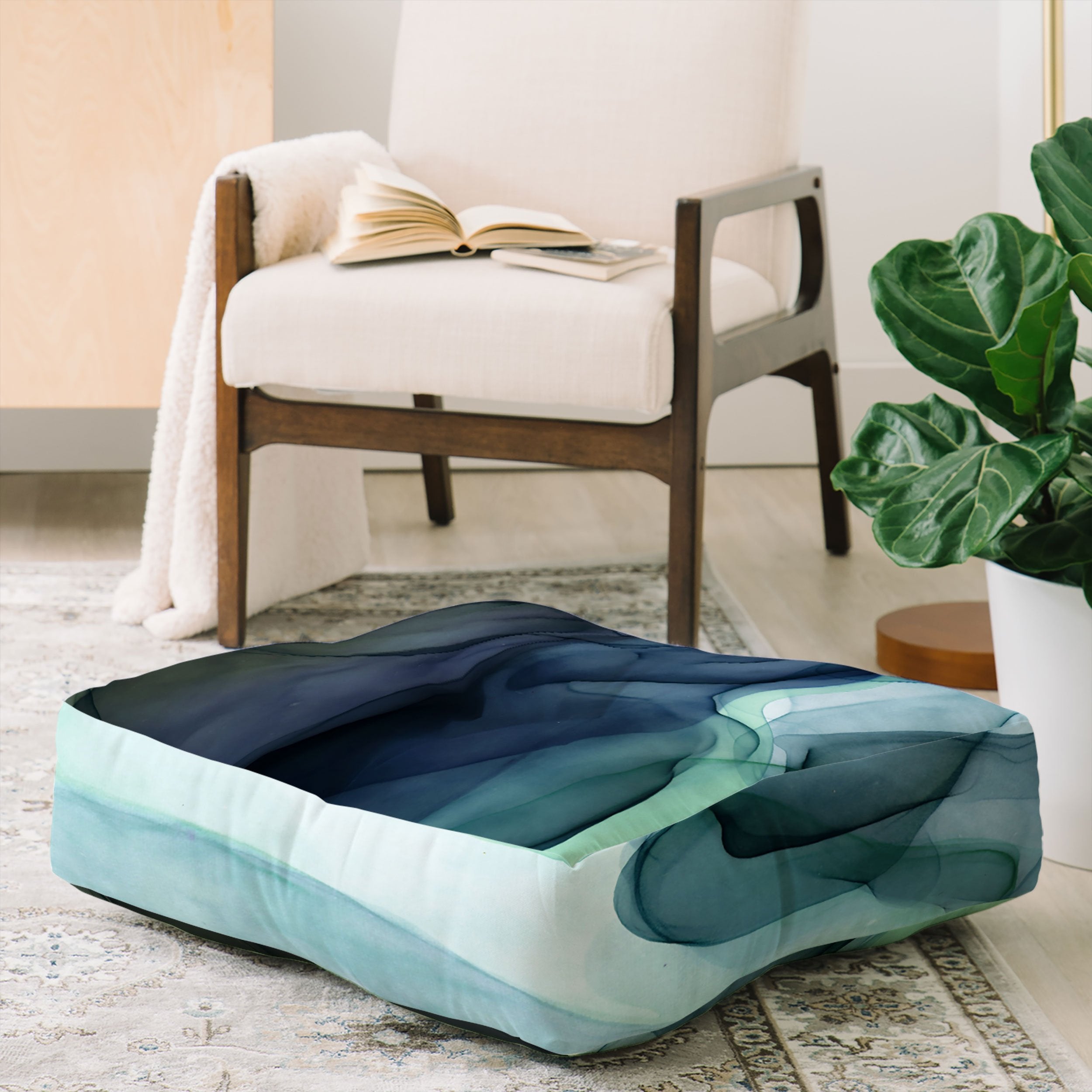 Utart Night Blue Flowing Art Floor Pillow Collection - Decor Addict, LLC