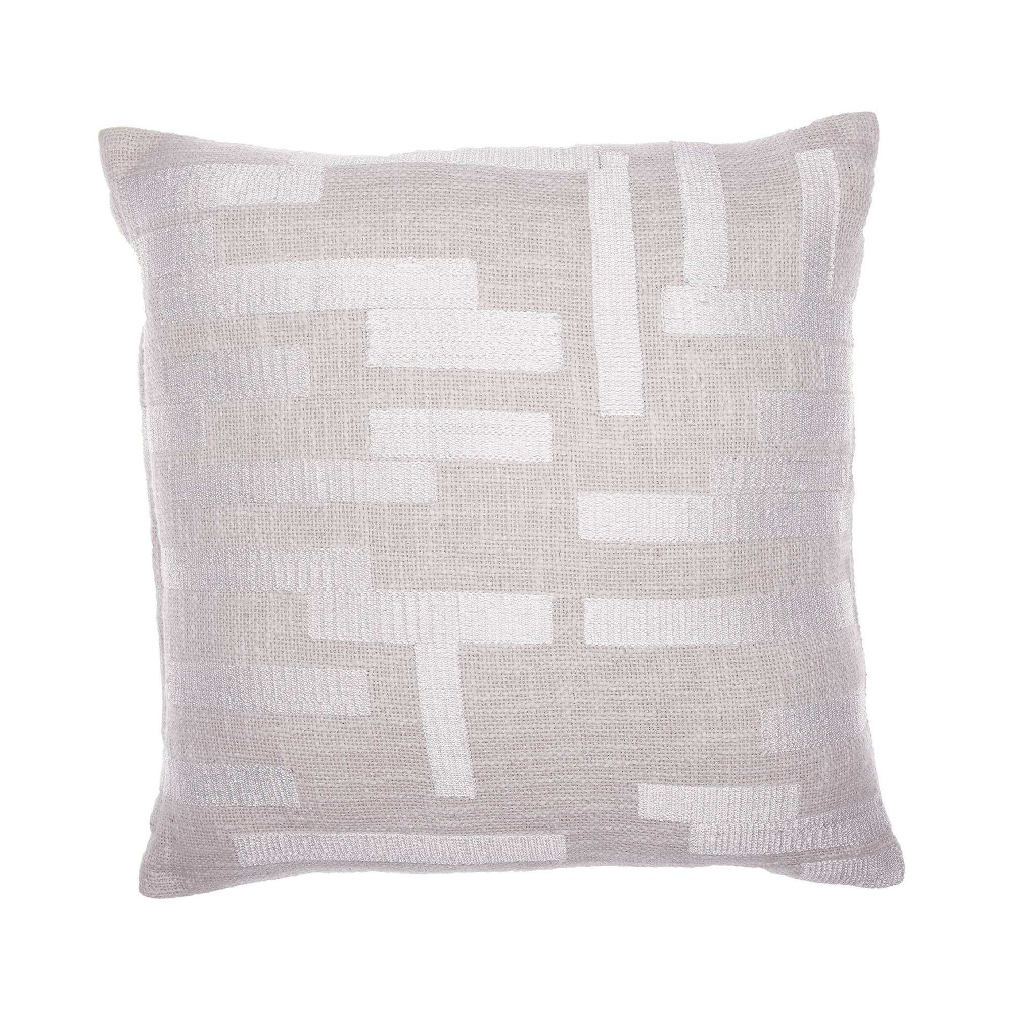 Modern/Contemporary Geometric Hand-Woven Throw Pillow: Ivory / 20" x 20"