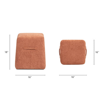 Oliver 16" Tapered Square Upholstered Ottoman Fleeced: Spice Orange - Decor Addict, LLC