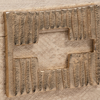 Faux Leather, 8" Square Metallic Box, Nude - Decor Addict, LLC