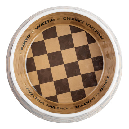 Checker Chewy Vuiton Bowl - 3 Sizes!! Dog Bowls: Medium - Decor Addict, LLC