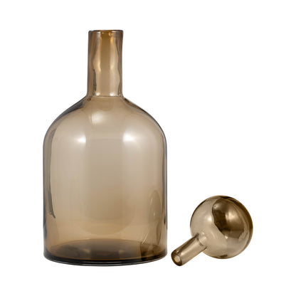 Glass, 17" Bottle W/ Stopper Taupe - Decor Addict, LLC