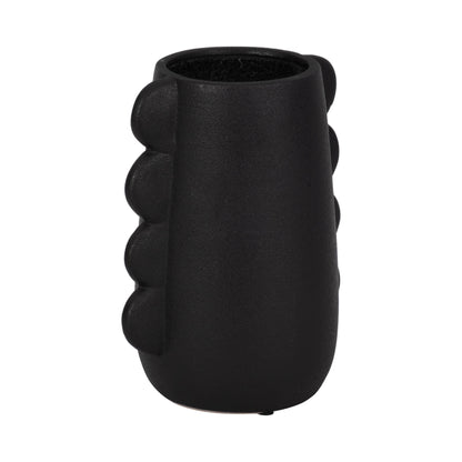 8 in. Black Stoneware Contemporary Unique Eared Vase - Decor Addict, LLC