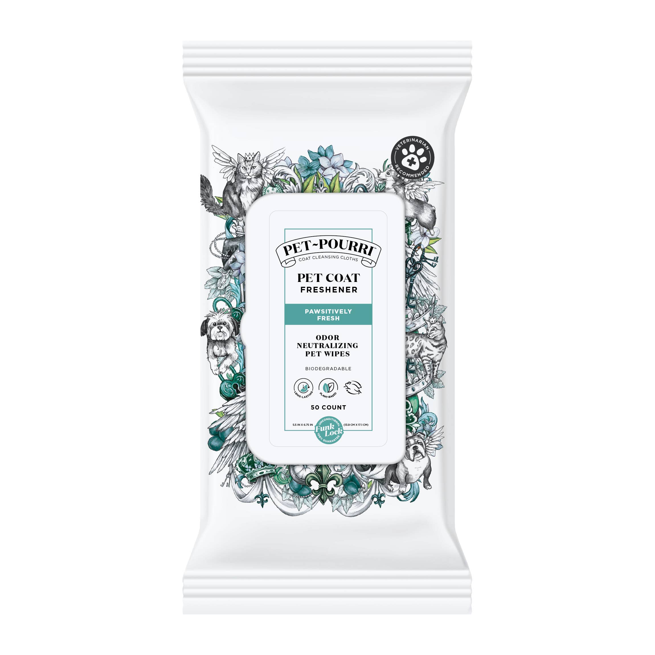 Pet~Pourri - Pet Coat Wipes - 50ct - Pawsitively Fresh Scent - Decor Addict, LLC