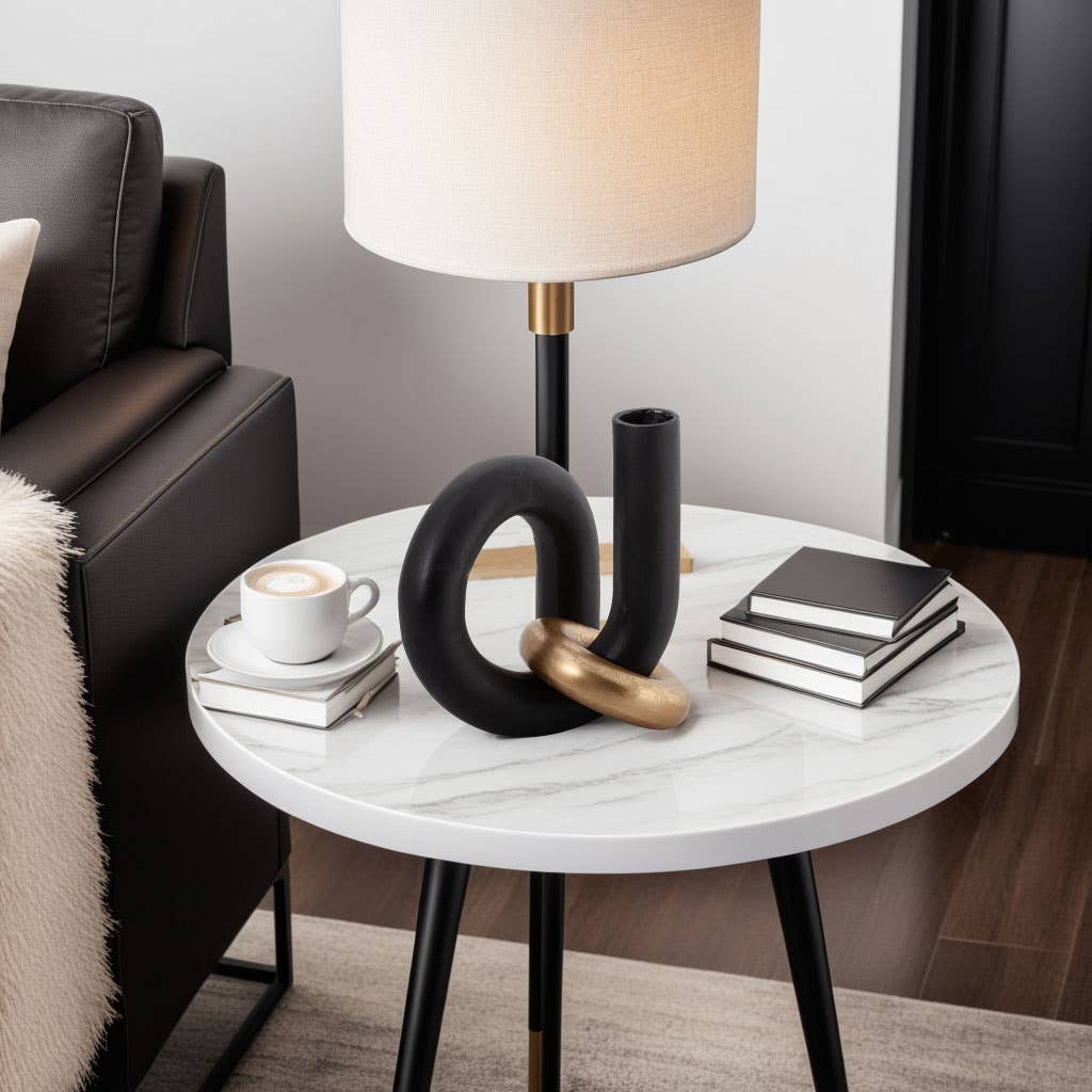 Kaia Decorative Metal Sculpture: Rough Gold/black Finish - Decor Addict, LLC