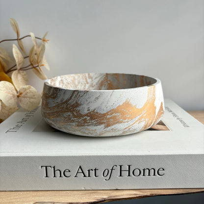 Daza - Decorative Concrete Bowl | Centerpiece Bowl : Green Fusion Marble - Decor Addict, LLC