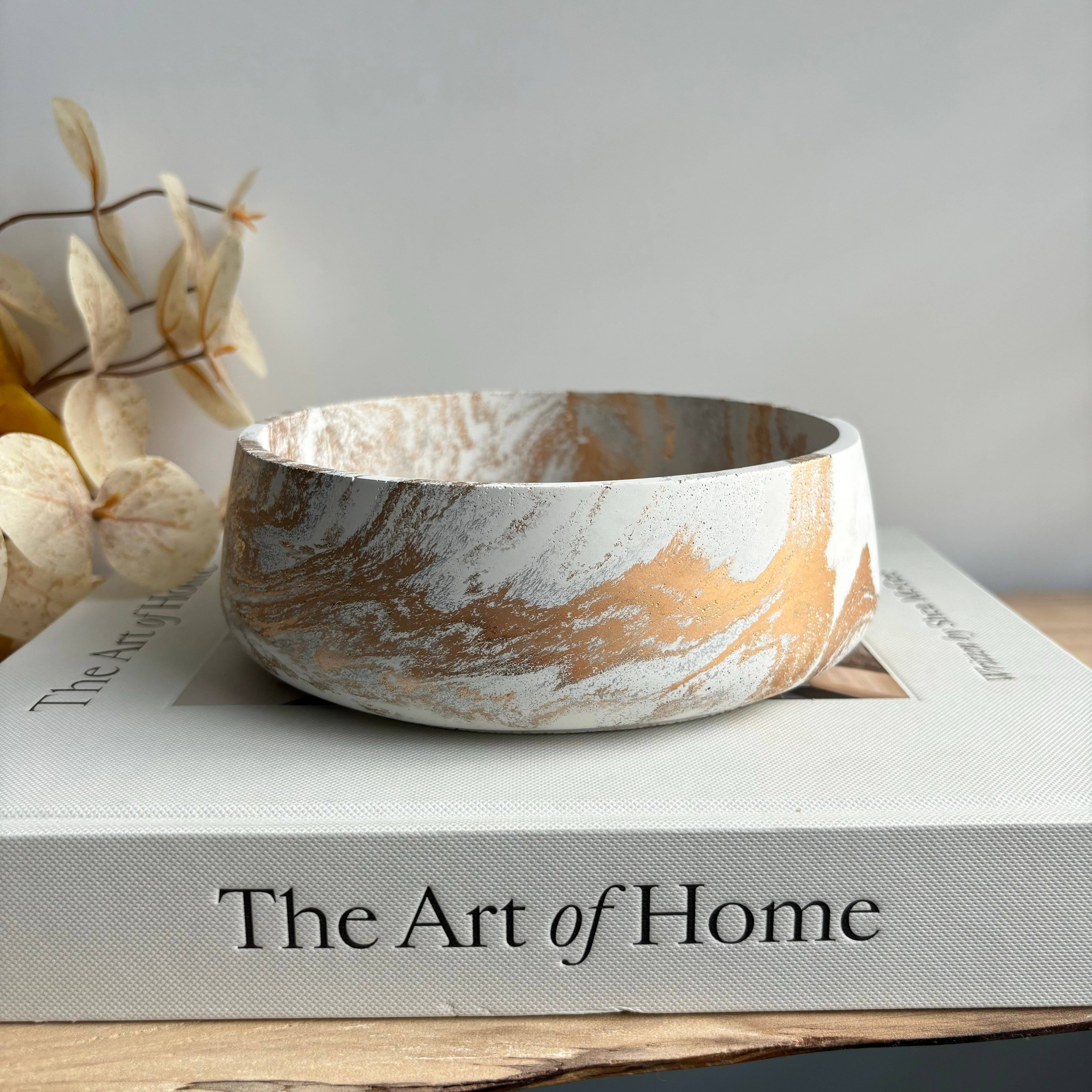 Daza - Decorative Concrete Bowl | Centerpiece Bowl : Green Fusion Marble - Decor Addict, LLC