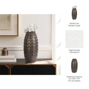 16" Feline Glass Vase with Metal Ball Base, Gold