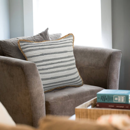 Riley Gray Striped Cotton Blend Throw Pillow, Set of 2 - Decor Addict, LLC