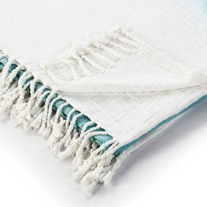 Shibori Slab Throw Blanket with Fringe: Angel Blue - Decor Addict, LLC