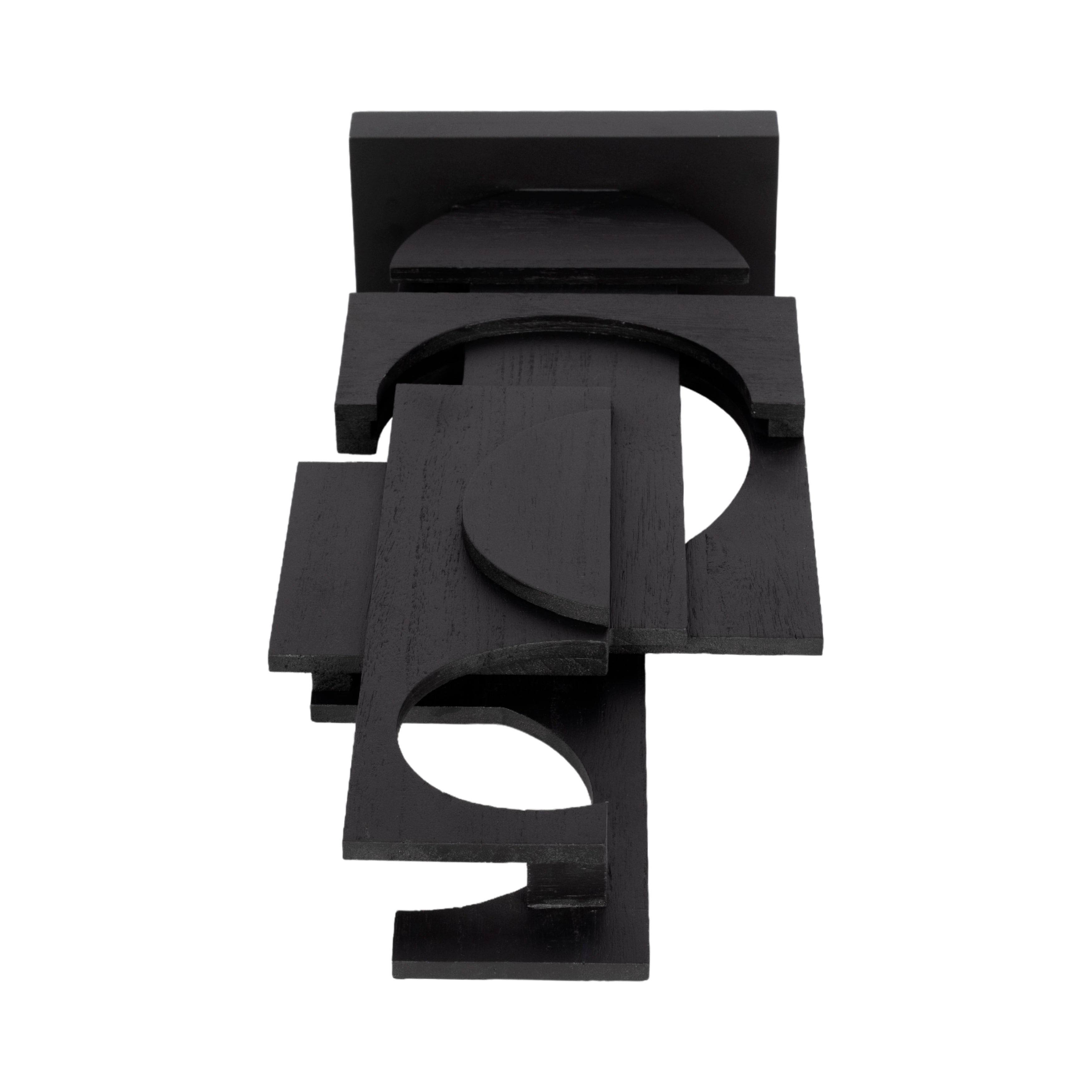 24" Modern Stacked Sculpture, Black - Decor Addict, LLC