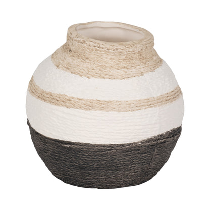 7" Striped Woven Textured Vase, Multi - Decor Addict, LLC