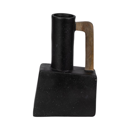 Ecomix, 18" Trendy Vase W Handle, Black - Decor Addict, LLC