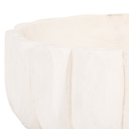 Wood, 9" Scalloped Bowl, White - Decor Addict, LLC