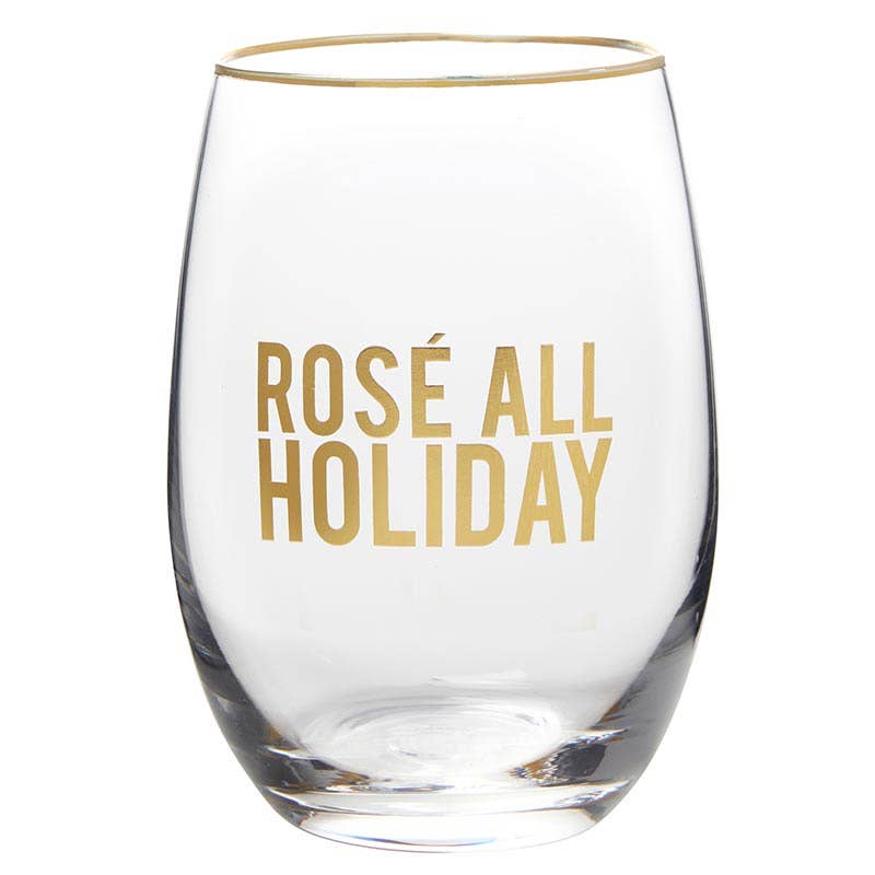 Stemless Wine Glass - Rose all Holiday - Decor Addict, LLC