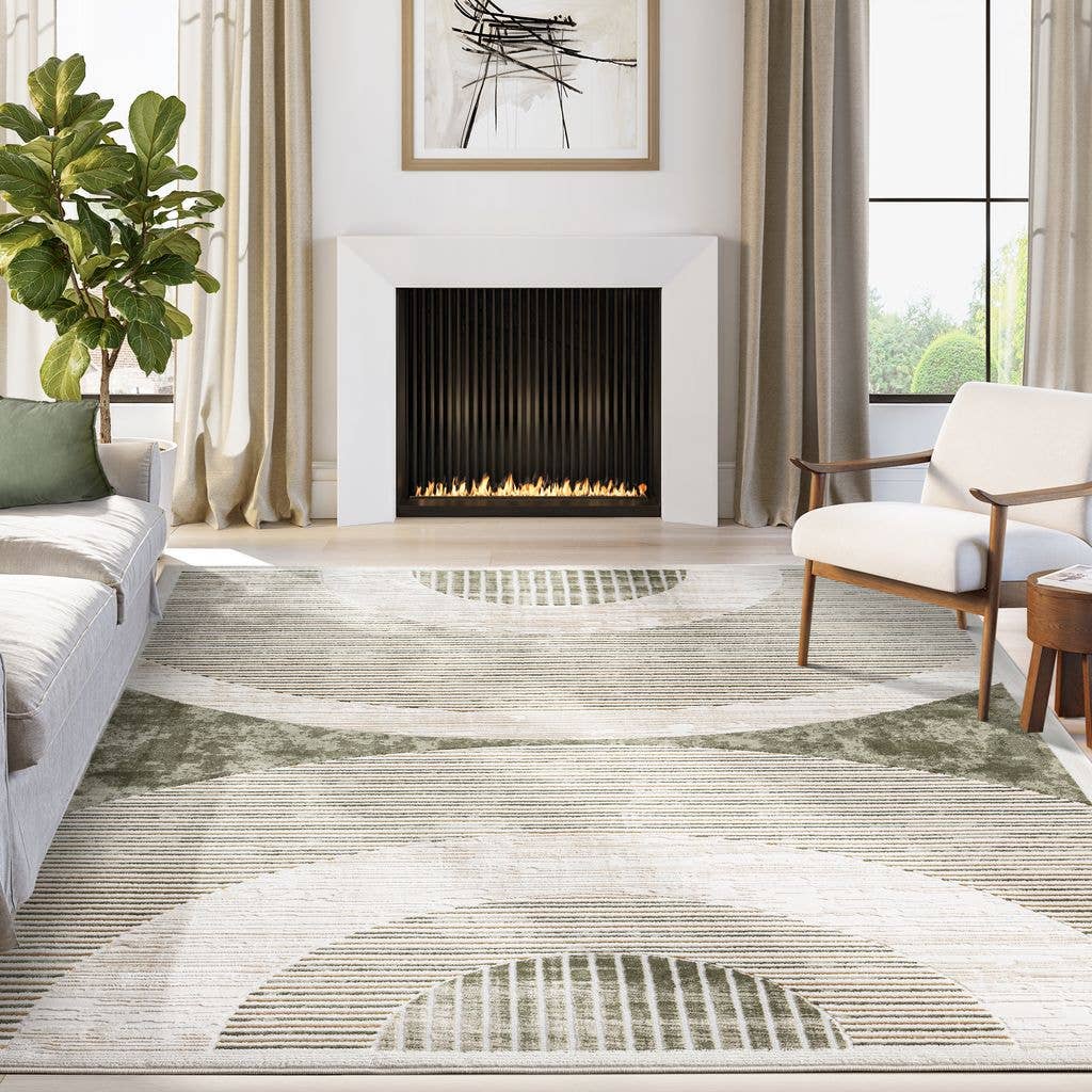 Abani Rugs Ivy Mid-Century Green Arch Area Rug: 2' x 3' - Decor Addict, LLC