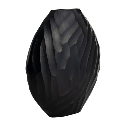 Aluminum 14"h Hammered Vase, Matte Black - Decor Addict, LLC