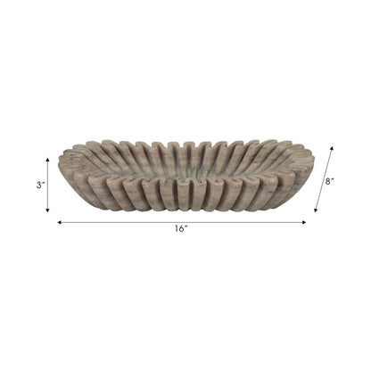 Decorative Bowl - Tan Marble Wavy Ribbed Texture, 16 in. - Decor Addict, LLC