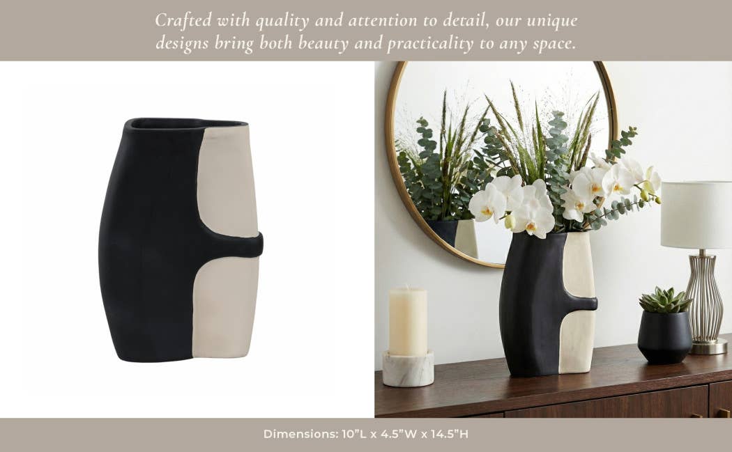 Decorative Vase - Black/Tan Ecomix Small Silhouette, 15 in. - Decor Addict, LLC