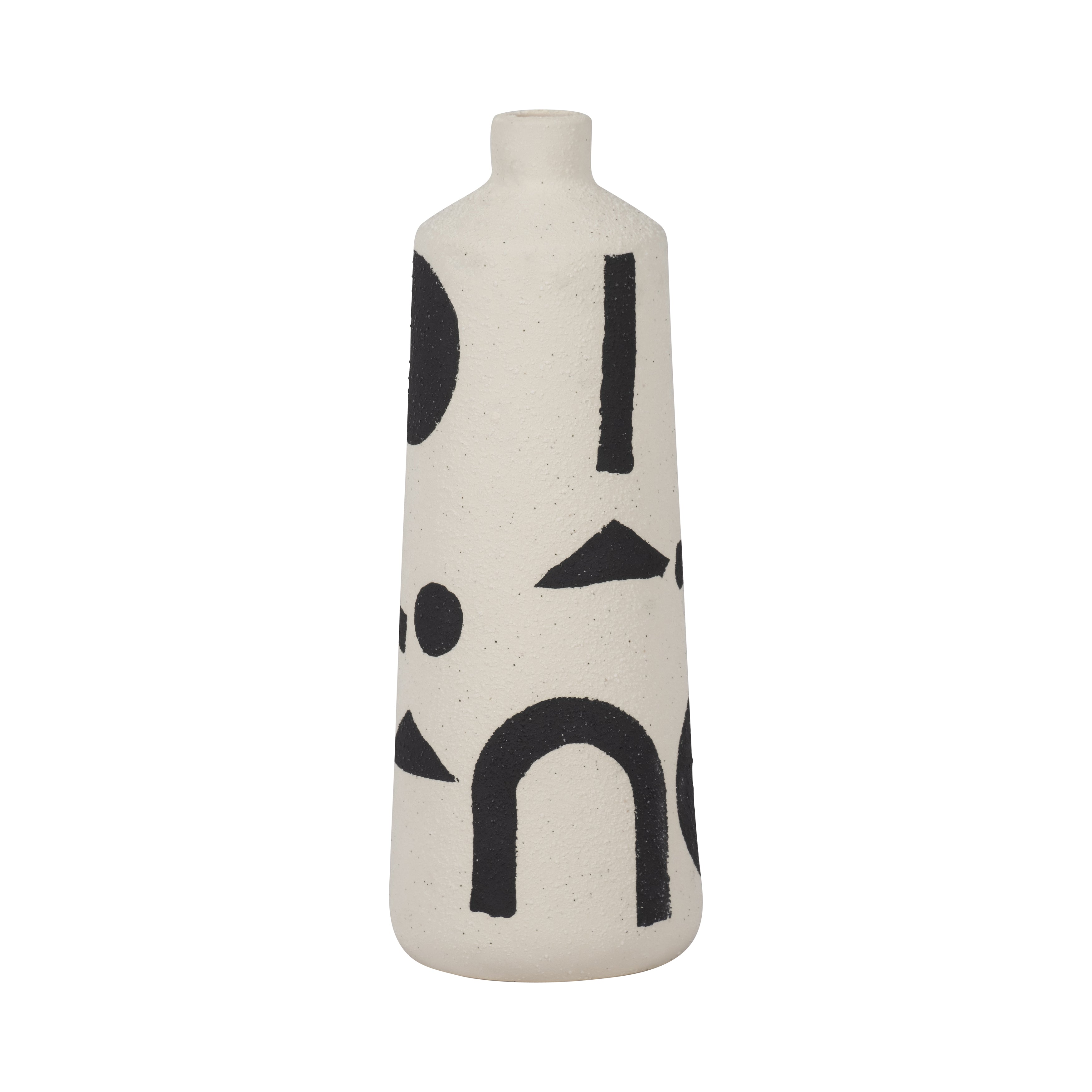 Cer, 10" Funky Vase, Ivory/black - Decor Addict, LLC