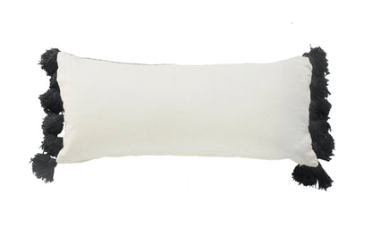 Distressed Gray and Black Fringe Pillow: Gray/Black/Ivory / Poly Filled - Decor Addict, LLC