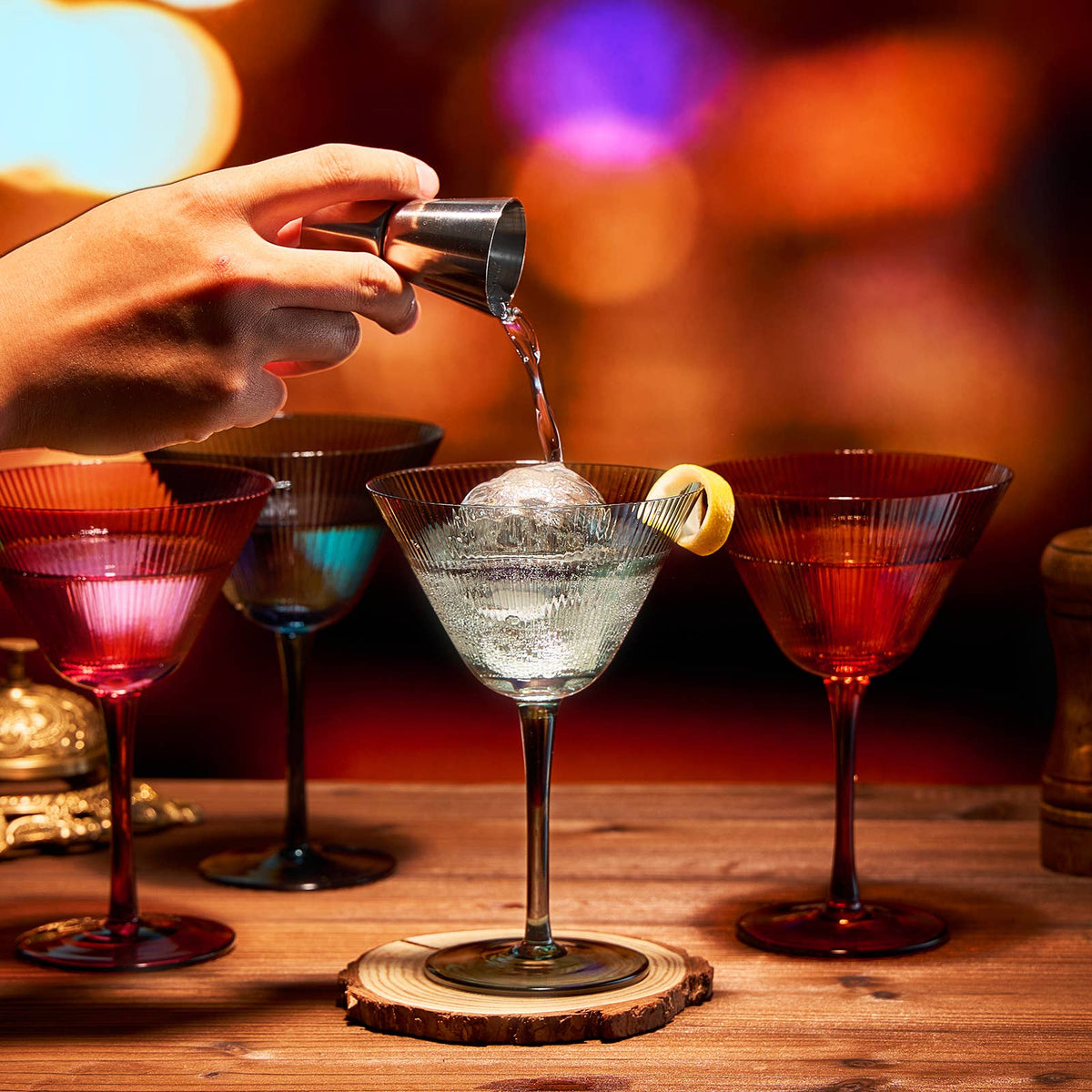Ripple Martini Glasses 10 OZ Cocktail Glassware - Decor Addict, LLC