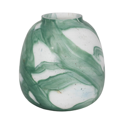 13" Ebb & Flow Vase, Green/clear - Decor Addict, LLC