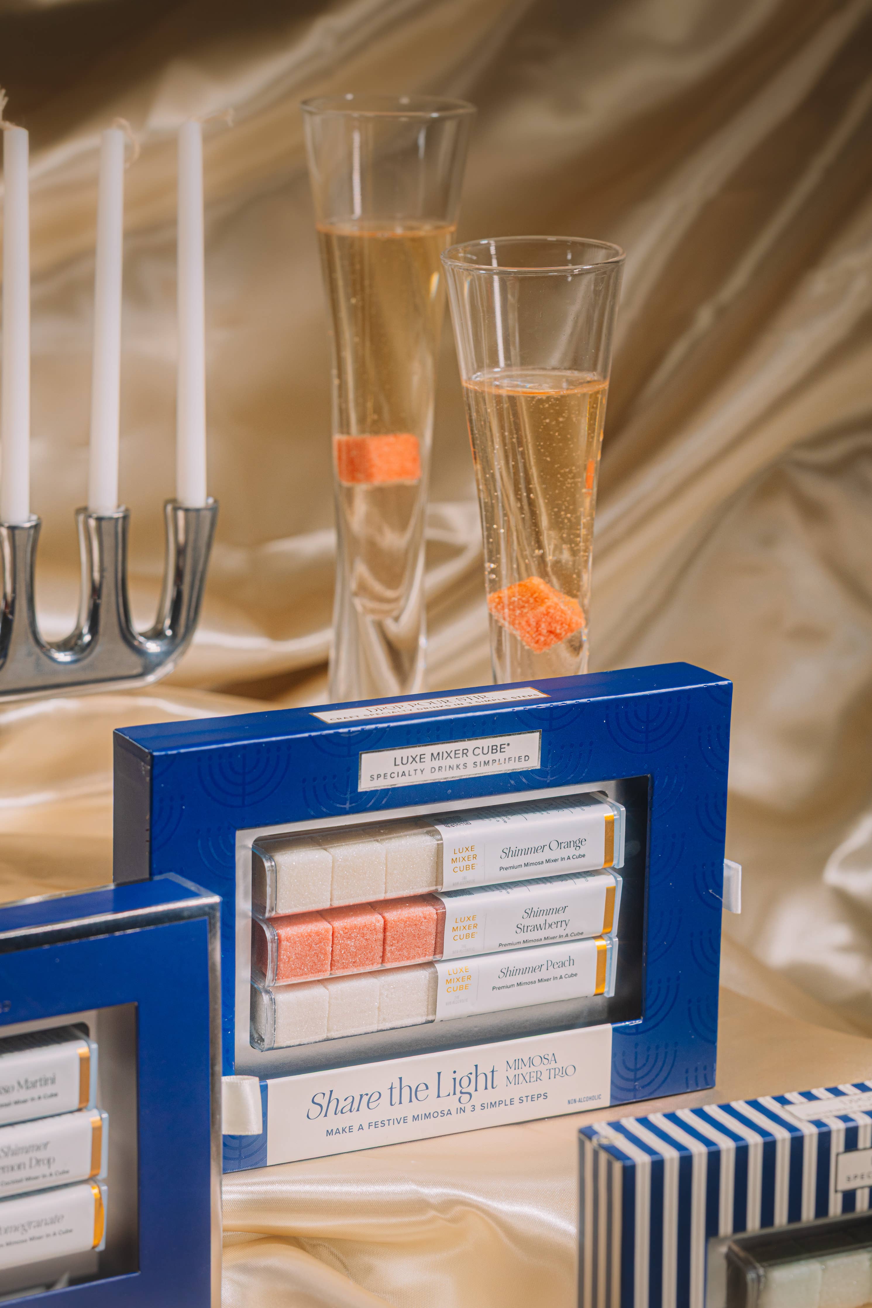 Hanukkah Shimmer Mimosa Mixer Cube Trio, 3 Flavors - Decor Addict, LLC
