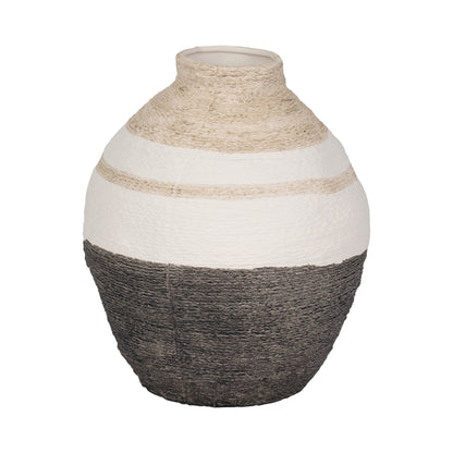 12" Striped Woven Textured Vase, Multi - Decor Addict, LLC