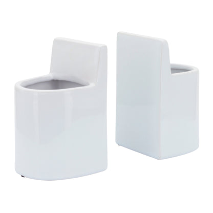Cer, 6" Pouch Bookends, White - Decor Addict, LLC