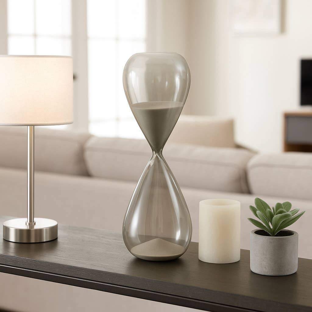 Glass Small Teardrop Silhouette Hourglass - Grey, 20 in. - Decor Addict, LLC