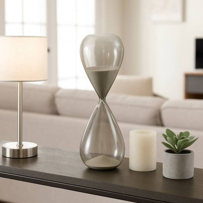 Glass Small Teardrop Silhouette Hourglass - Grey, 20 in. - Decor Addict, LLC