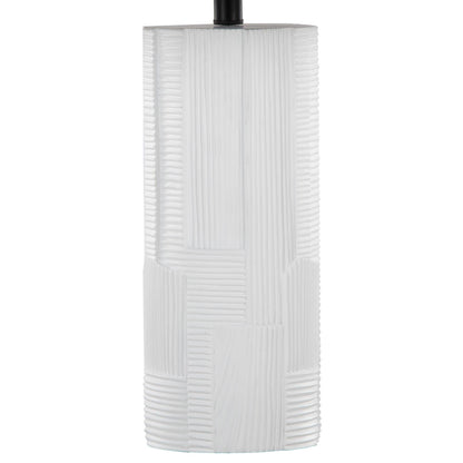 Petra 26" Polyresin Table Lamp - Set of 2: Cream Polyresin, Black Metal, Black Linen - Decor Addict, LLC