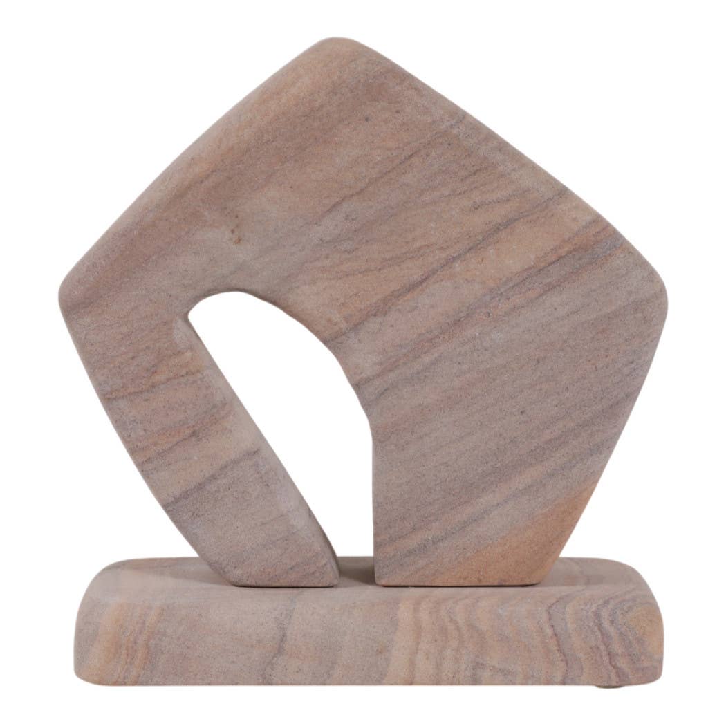 Decorative Sculpture - Tan Sandstone Minimalist, 7 in. - Decor Addict, LLC