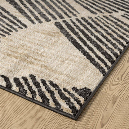 Abani Rugs TER210A Beige Black Wave Contemporary Area Rug: 2' x 3' - Decor Addict, LLC