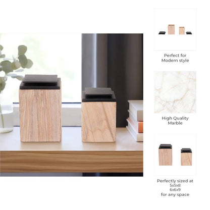 Decorative Boxes Set of 2 - Brown Marble Sandstone, 8/9 in. - Decor Addict, LLC