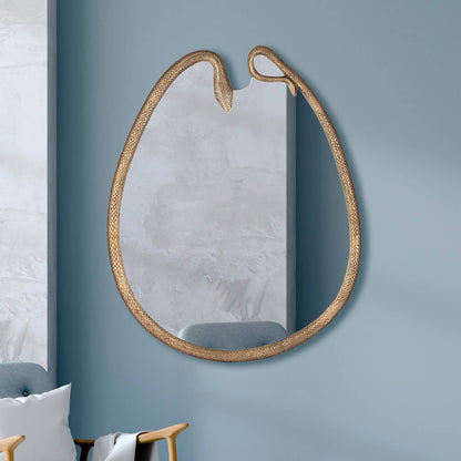 Brass Antique Cast Aluminum Wall Mirror: Brown / Aluminum - Decor Addict, LLC